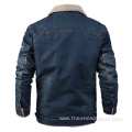 OEM Custom Men's Fleece Blue Denim Jacket Embroidery